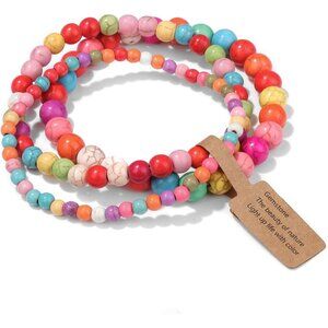 3 PCS 4,6,8mm colorful Healing Natural Stone Beaded Stretch Bracelet for Women